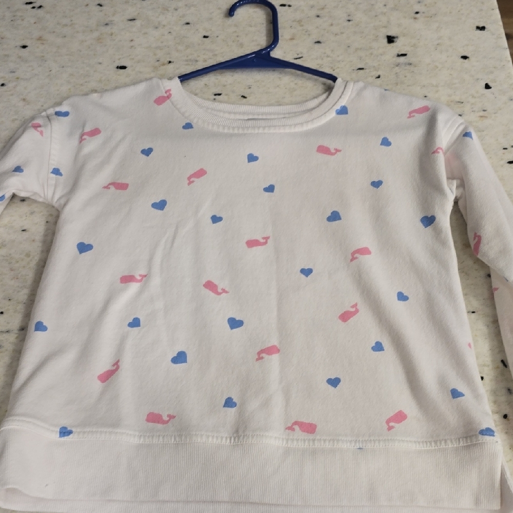 Vineyard Vines White Sweatshirt with Pink Whale